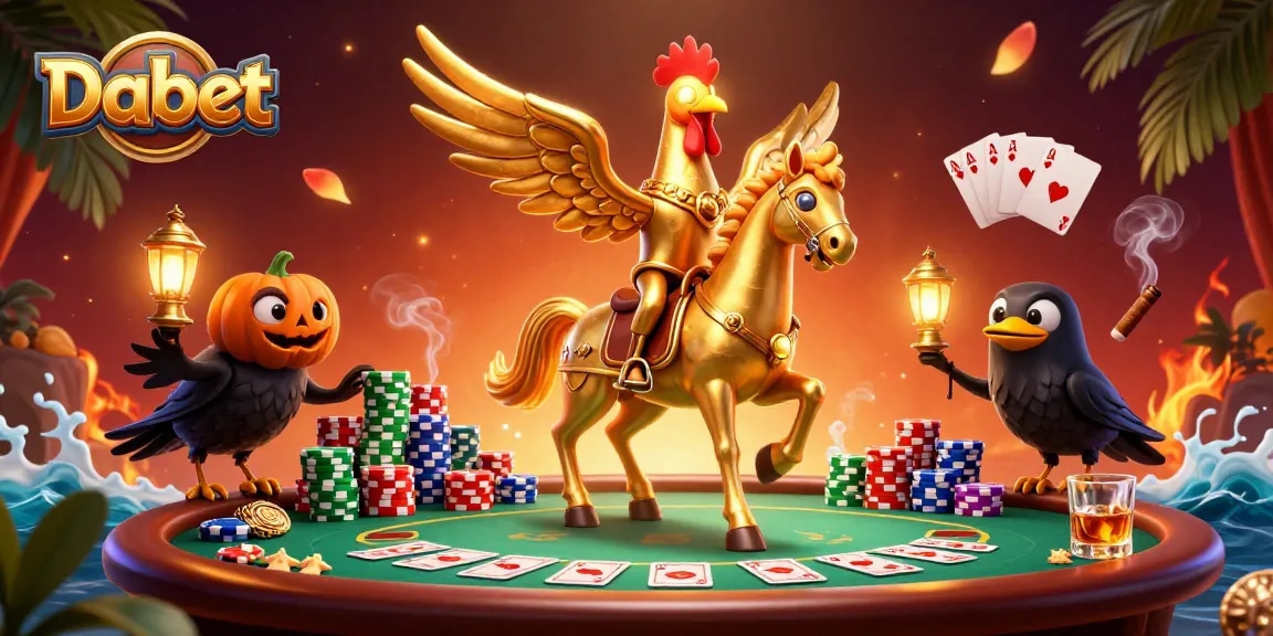 Dabet invites players to experience thrilling poker gameplay in a vibrant casino scene.