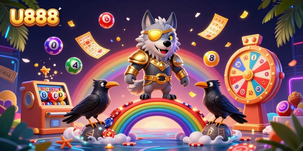 Engage with thrilling casino experiences at U888 featuring Odin and ravens amidst dynamic lottery fun.