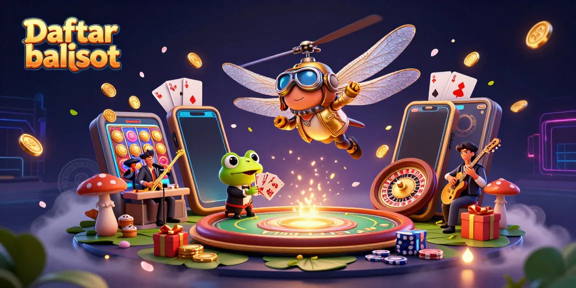 Engage in excitement at the Daftar balisot casino scene with vibrant characters and dynamic gaming elements.