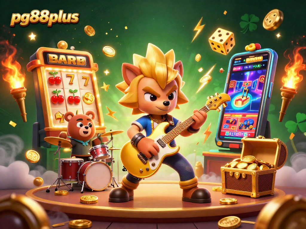 Experience thrilling jackpots with pg88plus in this vibrant casino-themed 3D illustration.