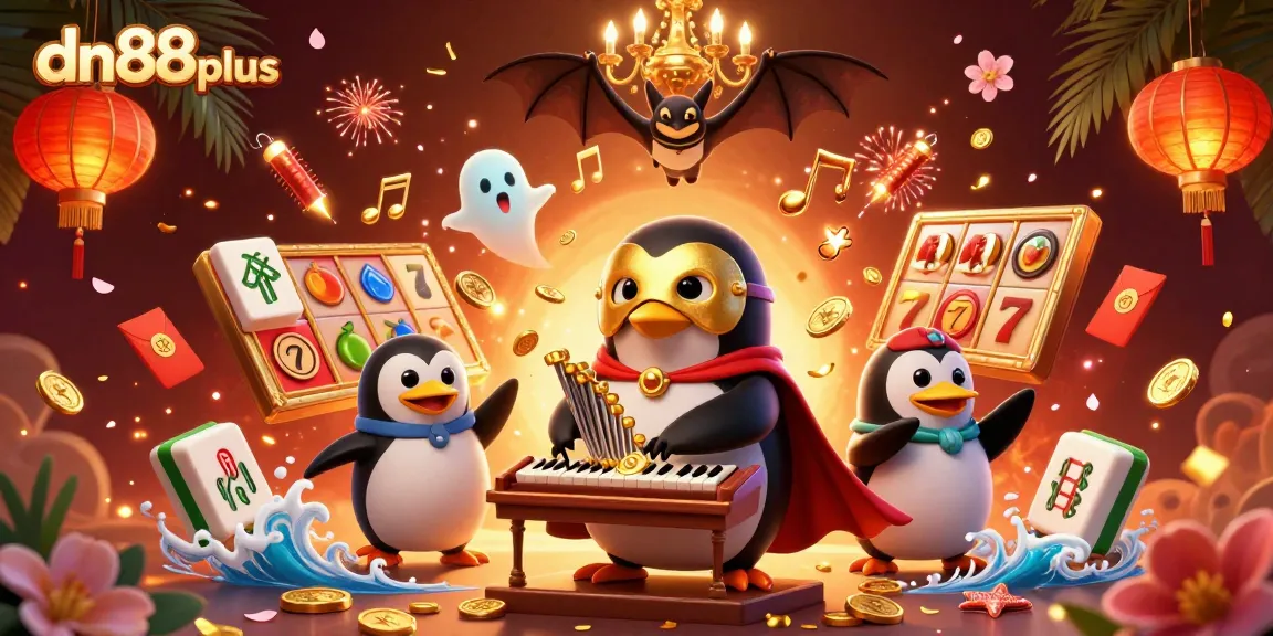 Experience thrilling wins at dn88plus with a dynamic scene of slots, golden coins, and 3D characters.