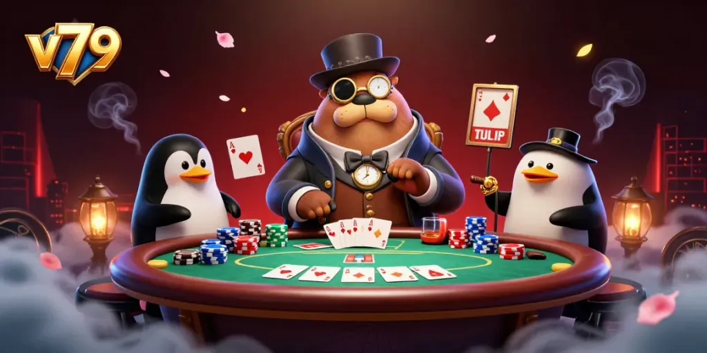 Experience thrilling poker at v79 with an elegant walrus and dynamic game elements.