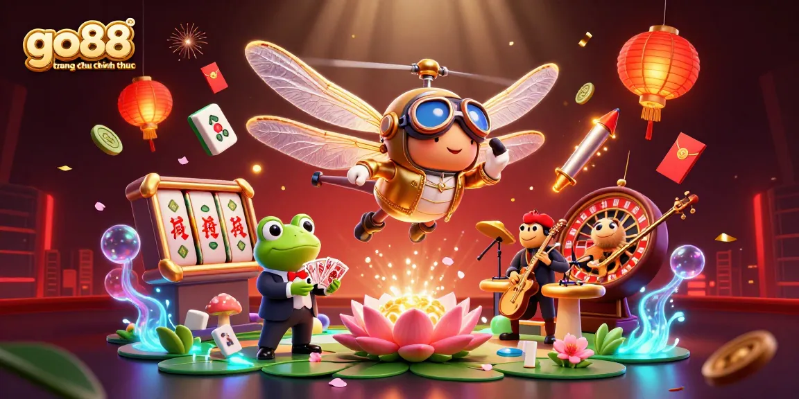 Experience vibrant gaming at go88 trang chu chinh thuc with our dynamic casino illustration featuring a unique helicopter pilot.