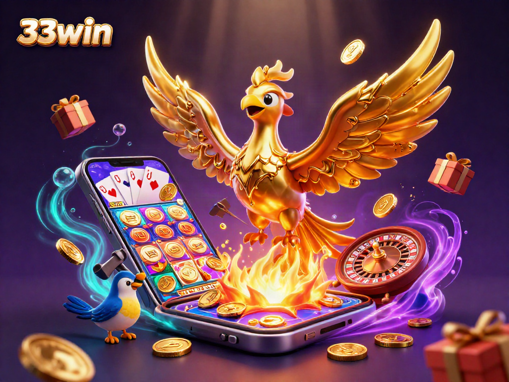 Experience the excitement of 33win with golden phoenix and slot games in a vibrant casino atmosphere.