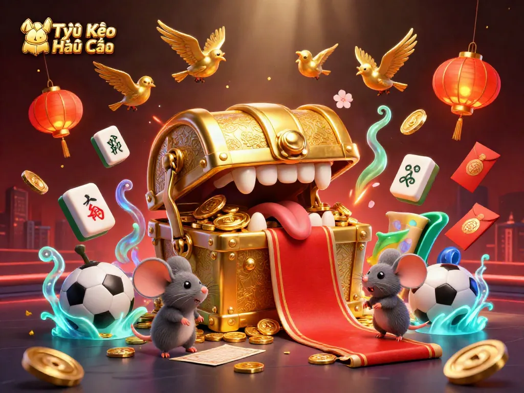 Tỷ lệ Kèo Nhà Cái showcases an energetic sports betting scene with colorful visuals, enticing gamers.