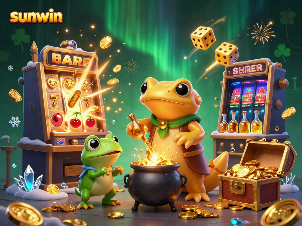 Experience thrilling gameplay with sunwin's vibrant 3D casino scene featuring golden treasures.