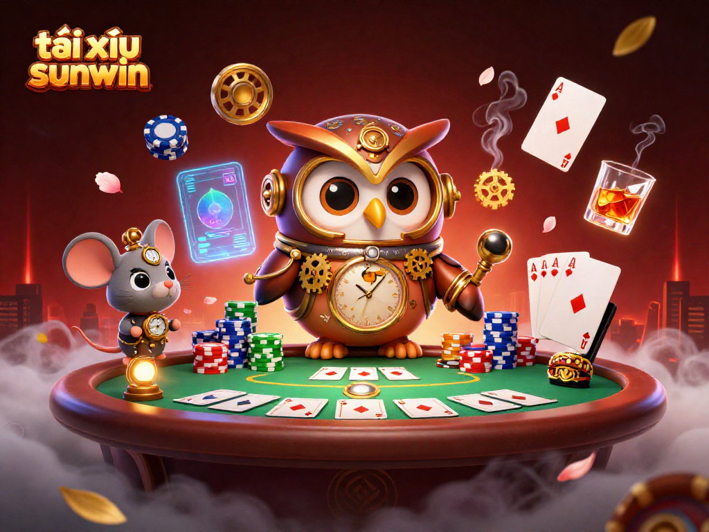 Immerse in tài xỉu sunwin action with a vibrant steampunk-themed casino illustration.