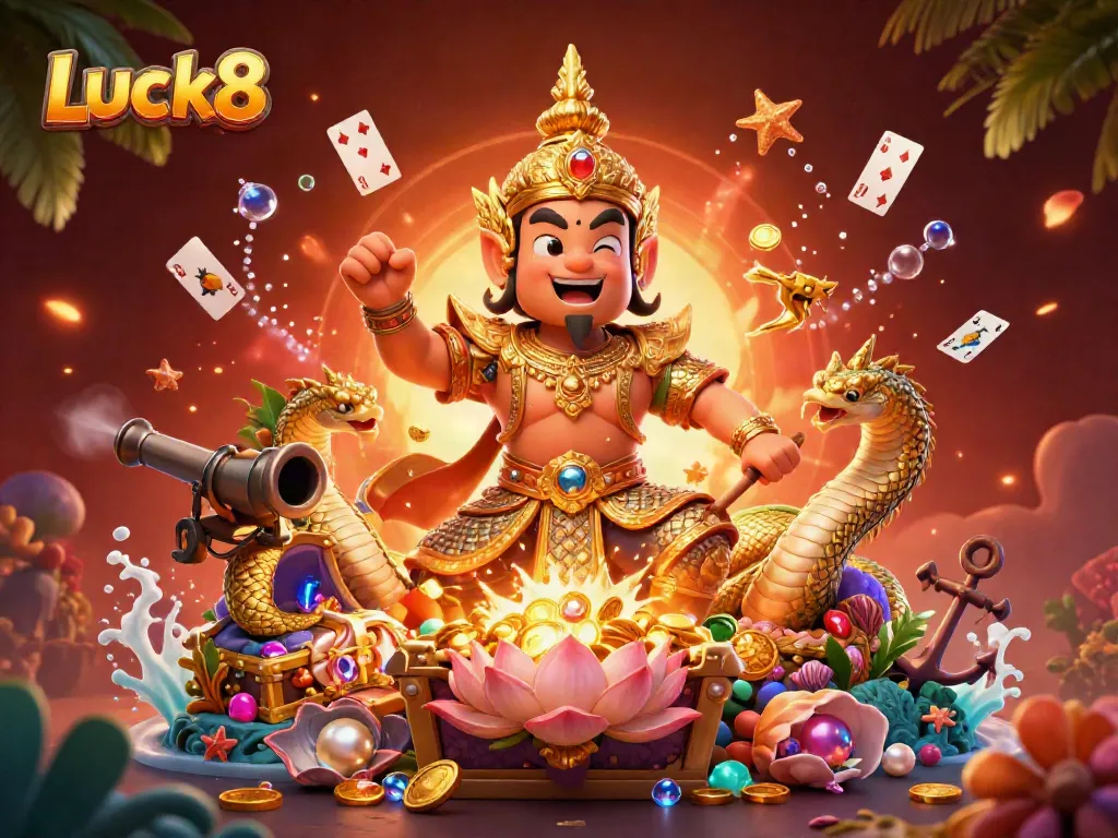 Engage in thrilling games at Luck8 amidst vibrant underwater treasure, inviting you to win big.