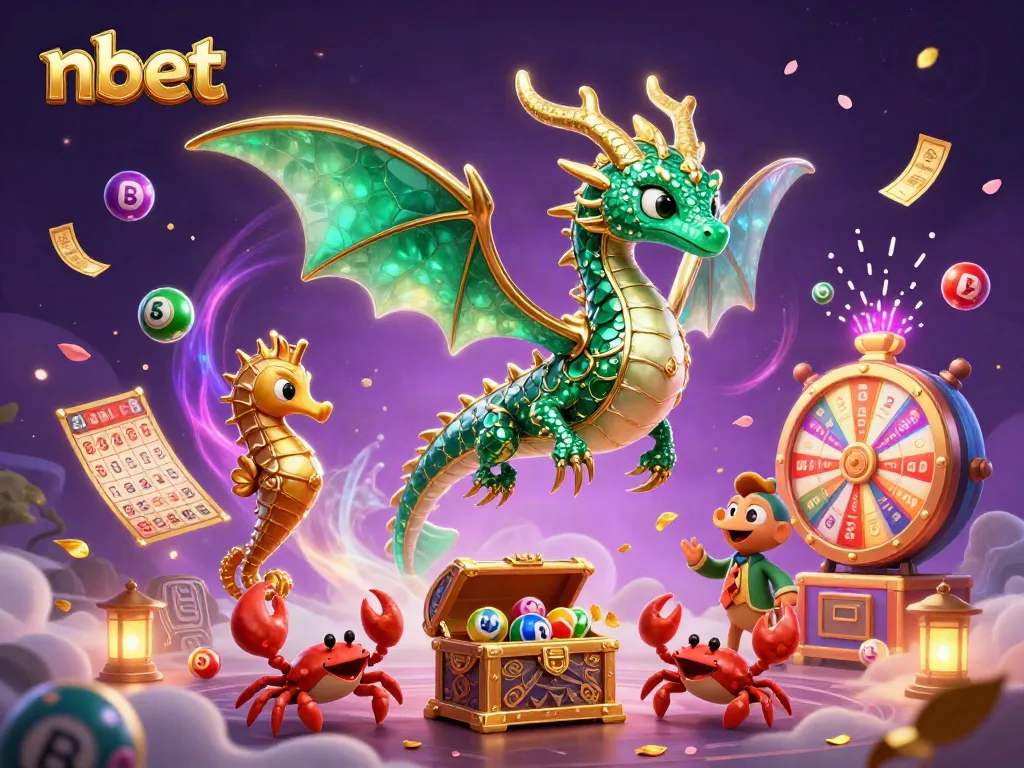 Engage in thrilling gameplay at nbet with lively lottery elements and a sparkling sea dragon.